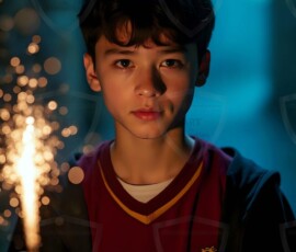 AI-generated wizards of the lion house handsome shirtless mages of the wizard academy conjuring great white lions in cinematic UHD fantasy art.