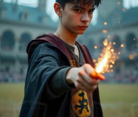 AI-generated wizards of the lion house handsome shirtless mages of the wizard academy conjuring great white lions in cinematic UHD fantasy art.