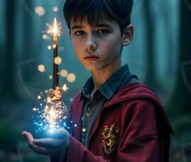 AI-generated wizards of the lion house handsome shirtless mages of the wizard academy conjuring great white lions in cinematic UHD fantasy art.