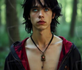 AI-generated wizards of the lion house handsome shirtless mages of the wizard academy conjuring great white lions in cinematic UHD fantasy art.
