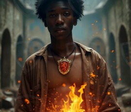 AI-generated wizards of the lion house handsome shirtless mages of the wizard academy conjuring great white lions in cinematic UHD fantasy art.