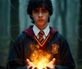 AI-generated wizards of the lion house handsome shirtless mages of the wizard academy conjuring great white lions in cinematic UHD fantasy art.