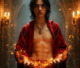 AI-generated wizards of the lion house handsome shirtless mages of the wizard academy conjuring great white lions in cinematic UHD fantasy art.
