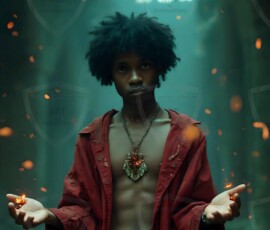 AI-generated wizards of the lion house handsome shirtless mages of the wizard academy conjuring great white lions in cinematic UHD fantasy art.