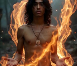 AI-generated wizards of the lion house handsome shirtless mages of the wizard academy conjuring great white lions in cinematic UHD fantasy art.