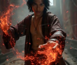 AI-generated wizards of the lion house handsome shirtless mages of the wizard academy conjuring great white lions in cinematic UHD fantasy art.