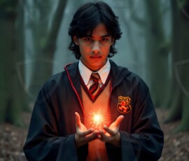 AI-generated wizards of the lion house handsome shirtless mages of the wizard academy conjuring great white lions in cinematic UHD fantasy art.