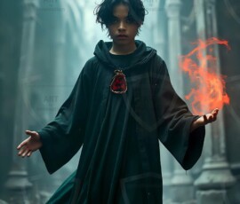 AI-generated wizards of the lion house handsome shirtless mages of the wizard academy conjuring great white lions in cinematic UHD fantasy art.