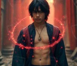 AI-generated wizards of the lion house handsome shirtless mages of the wizard academy conjuring great white lions in cinematic UHD fantasy art.
