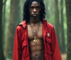 AI-generated wizards of the lion house handsome shirtless mages of the wizard academy conjuring great white lions in cinematic UHD fantasy art.