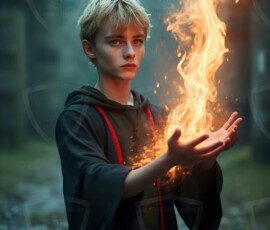 AI-generated wizards of the lion house handsome shirtless mages of the wizard academy conjuring great white lions in cinematic UHD fantasy art.