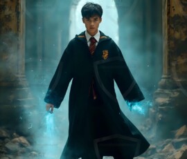 AI-generated wizards of the lion house handsome shirtless mages of the wizard academy conjuring great white lions in cinematic UHD fantasy art.