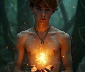 AI-generated wizards of the lion house handsome shirtless mages of the wizard academy conjuring great white lions in cinematic UHD fantasy art.