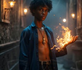 AI-generated wizards of the lion house handsome shirtless mages of the wizard academy conjuring great white lions in cinematic UHD fantasy art.