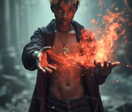 AI-generated wizards of the lion house handsome shirtless mages of the wizard academy conjuring great white lions in cinematic UHD fantasy art.