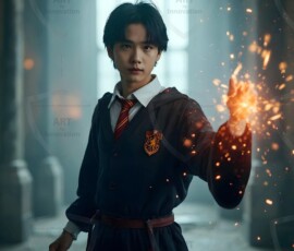 AI-generated wizards of the lion house handsome shirtless mages of the wizard academy conjuring great white lions in cinematic UHD fantasy art.