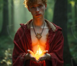 AI-generated wizards of the lion house handsome shirtless mages of the wizard academy conjuring great white lions in cinematic UHD fantasy art.