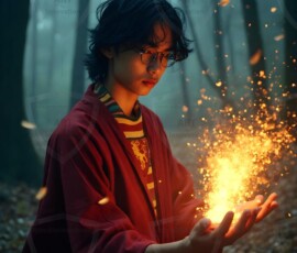 AI-generated wizards of the lion house handsome shirtless mages of the wizard academy conjuring great white lions in cinematic UHD fantasy art.