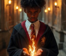 AI-generated wizards of the lion house handsome shirtless mages of the wizard academy conjuring great white lions in cinematic UHD fantasy art.