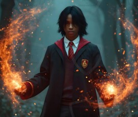 AI-generated wizards of the lion house handsome shirtless mages of the wizard academy conjuring great white lions in cinematic UHD fantasy art.