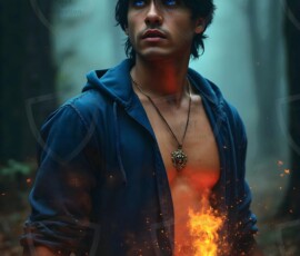 AI-generated wizards of the lion house handsome shirtless mages of the wizard academy conjuring great white lions in cinematic UHD fantasy art.