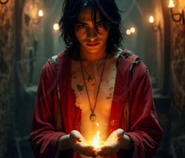 AI-generated wizards of the lion house handsome shirtless mages of the wizard academy conjuring great white lions in cinematic UHD fantasy art.