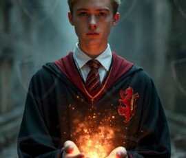 AI-generated wizards of the lion house handsome shirtless mages of the wizard academy conjuring great white lions in cinematic UHD fantasy art.