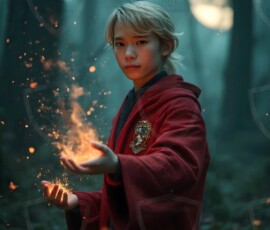 AI-generated wizards of the lion house handsome shirtless mages of the wizard academy conjuring great white lions in cinematic UHD fantasy art.