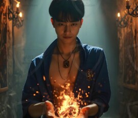 AI-generated wizards of the lion house handsome shirtless mages of the wizard academy conjuring great white lions in cinematic UHD fantasy art.