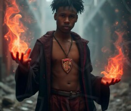 AI-generated wizards of the lion house handsome shirtless mages of the wizard academy conjuring great white lions in cinematic UHD fantasy art.