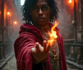 AI-generated wizards of the lion house handsome shirtless mages of the wizard academy conjuring great white lions in cinematic UHD fantasy art.