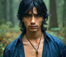 AI-generated wizards of the lion house handsome shirtless mages of the wizard academy conjuring great white lions in cinematic UHD fantasy art.