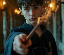 AI-generated wizards of the lion house handsome shirtless mages of the wizard academy conjuring great white lions in cinematic UHD fantasy art.