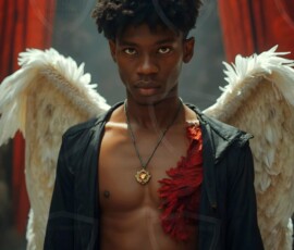 AI-generated wizards of the lion house handsome shirtless mages of the wizard academy conjuring great white lions in cinematic UHD fantasy art.