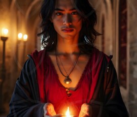 AI-generated wizards of the lion house handsome shirtless mages of the wizard academy conjuring great white lions in cinematic UHD fantasy art.