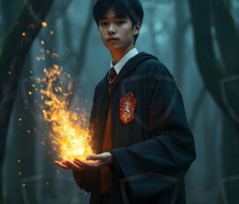 AI-generated wizards of the lion house handsome shirtless mages of the wizard academy conjuring great white lions in cinematic UHD fantasy art.