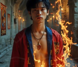 AI-generated wizards of the lion house handsome shirtless mages of the wizard academy conjuring great white lions in cinematic UHD fantasy art.