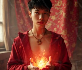 AI-generated wizards of the lion house handsome shirtless mages of the wizard academy conjuring great white lions in cinematic UHD fantasy art.