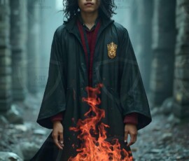 AI-generated wizards of the lion house handsome shirtless mages of the wizard academy conjuring great white lions in cinematic UHD fantasy art.