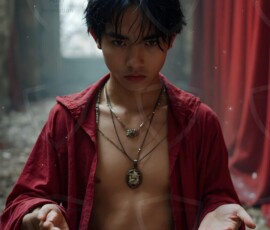 AI-generated wizards of the lion house handsome shirtless mages of the wizard academy conjuring great white lions in cinematic UHD fantasy art.