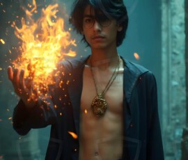 AI-generated wizards of the lion house handsome shirtless mages of the wizard academy conjuring great white lions in cinematic UHD fantasy art.