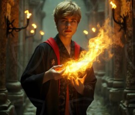 AI-generated wizards of the lion house handsome shirtless mages of the wizard academy conjuring great white lions in cinematic UHD fantasy art.