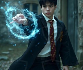 AI-generated wizards of the lion house handsome shirtless mages of the wizard academy conjuring great white lions in cinematic UHD fantasy art.