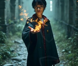 AI-generated wizards of the lion house handsome shirtless mages of the wizard academy conjuring great white lions in cinematic UHD fantasy art.