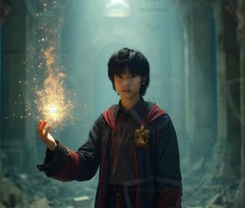 AI-generated wizards of the lion house handsome shirtless mages of the wizard academy conjuring great white lions in cinematic UHD fantasy art.