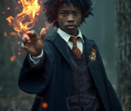 AI-generated wizards of the lion house handsome shirtless mages of the wizard academy conjuring great white lions in cinematic UHD fantasy art.