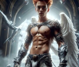 AI-generated wizards of the lion house — handsome shirtless mages of the wizard academy conjuring great white lions in cinematic UHD fantasy art.
