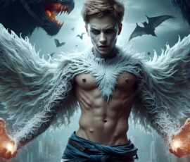 AI-generated wizards of the lion house — handsome shirtless mages of the wizard academy conjuring great white lions in cinematic UHD fantasy art.