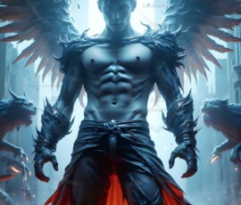 AI-generated wizards of the lion house — handsome shirtless mages of the wizard academy conjuring great white lions in cinematic UHD fantasy art.