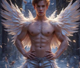 AI-generated wizards of the lion house — handsome shirtless mages of the wizard academy conjuring great white lions in cinematic UHD fantasy art.